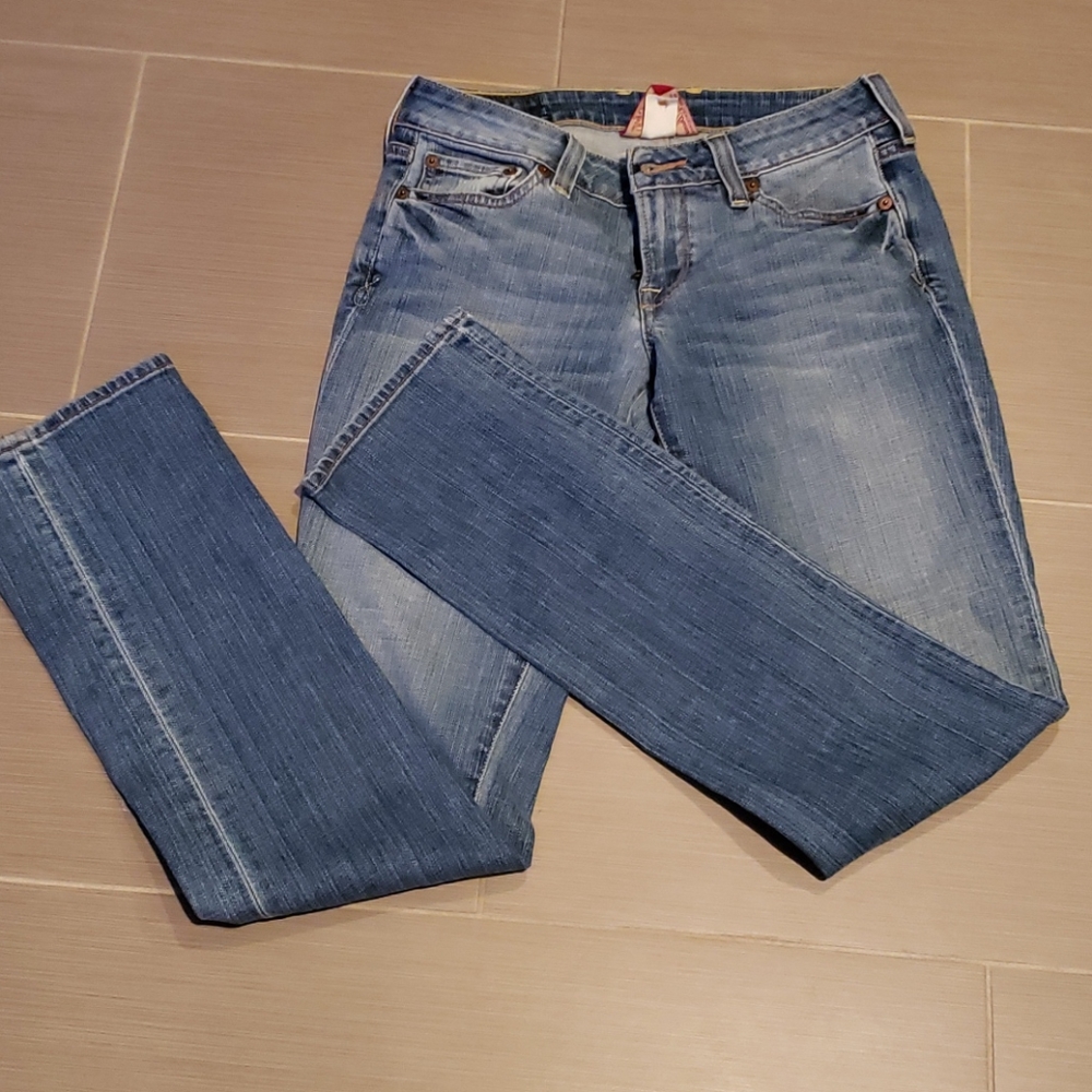 Lucky Brand Low Rise Light Wash Bootcut Jeans Whiskered Sz 26 - Picture 5 of 16